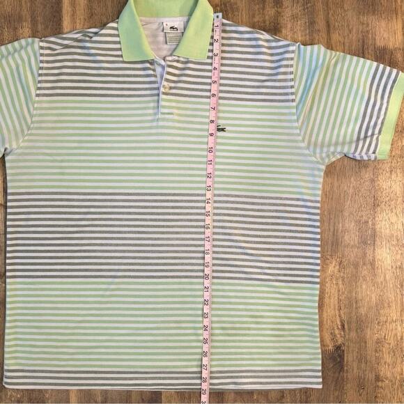 VTG Lacoste Polo Cotton Color-Block Stripe Golf Resort Green Gray Men's 5, XXL - Picture 6 of 8